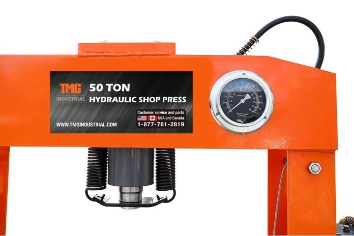 TMG-SP50 50 Ton Capacity Hydraulic Shop Press, Heavy Duty Pressing, Air and Manual Dual Operating, 125 PSI - Image 3