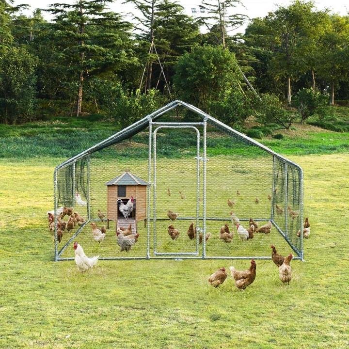 10′ x 13′ x 6.5′ Galvanized Metal Large Walk-in Chicken Coop Cage Runs Hen House with Cover & Lockable Door - Image 3