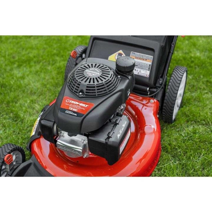 Troy-Bilt 21 in. 160 cc Honda Gas Walk Behind Push Mower with High Rear Wheels and 3-in-1 Cutting TriAction Cutting System - Image 7