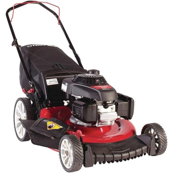 Troy-Bilt 21 in. 160 cc Honda Gas Walk Behind Push Mower with High Rear Wheels and 3-in-1 Cutting TriAction Cutting System - Image 10
