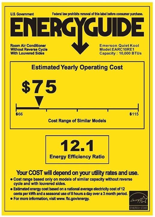 10,000 BTU 115V Window Air Conditioner with Remote Control, EARC10RE1, White - Image 3