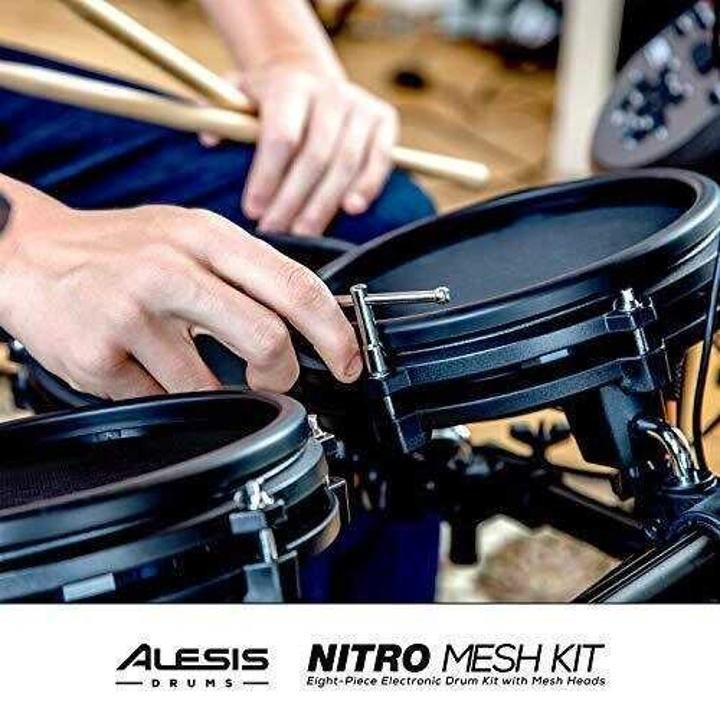 Alesis Drums Nitro Mesh Kit – Eight Piece All Mesh Electronic Drum Kit With Super Solid Aluminum Rack, 385 Sounds, 60 Play Along Tracks, Connection Cables, Drum Sticks & Drum Key Included - Image 8