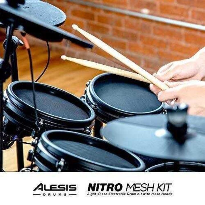Alesis Drums Nitro Mesh Kit – Eight Piece All Mesh Electronic Drum Kit With Super Solid Aluminum Rack, 385 Sounds, 60 Play Along Tracks, Connection Cables, Drum Sticks & Drum Key Included - Image 9