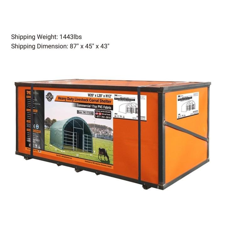 TMG-ST2020L 20′ x 20′ Single Truss Livestock Corral Shelter w/ 17oz PVC Cover - Image 11