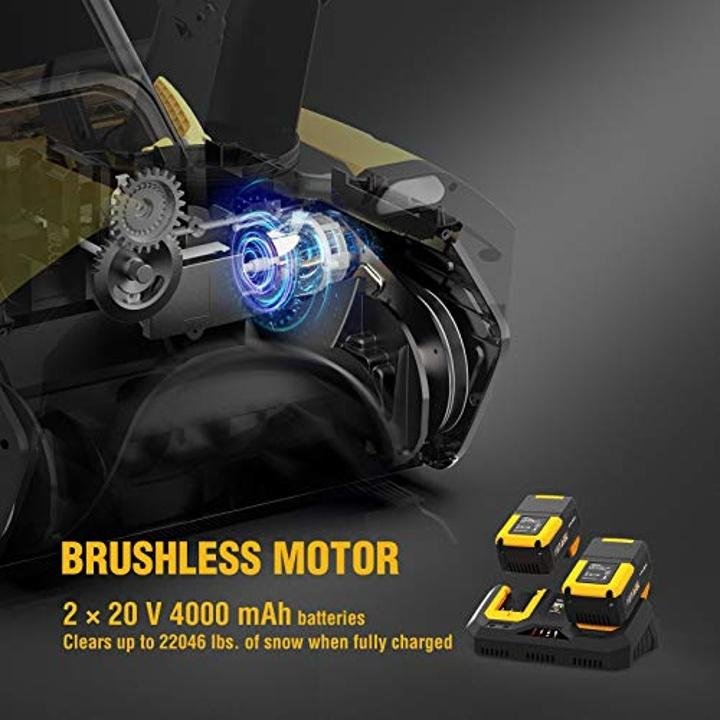 AchiForce Snow Blower, 20-Inch Cordless Snow Thrower, Electric 40 V Brushless Snow Shovel Kit, 736 lbs./Minute, Dual LED Spotlights, Battery & Quick Charger Included - Image 5