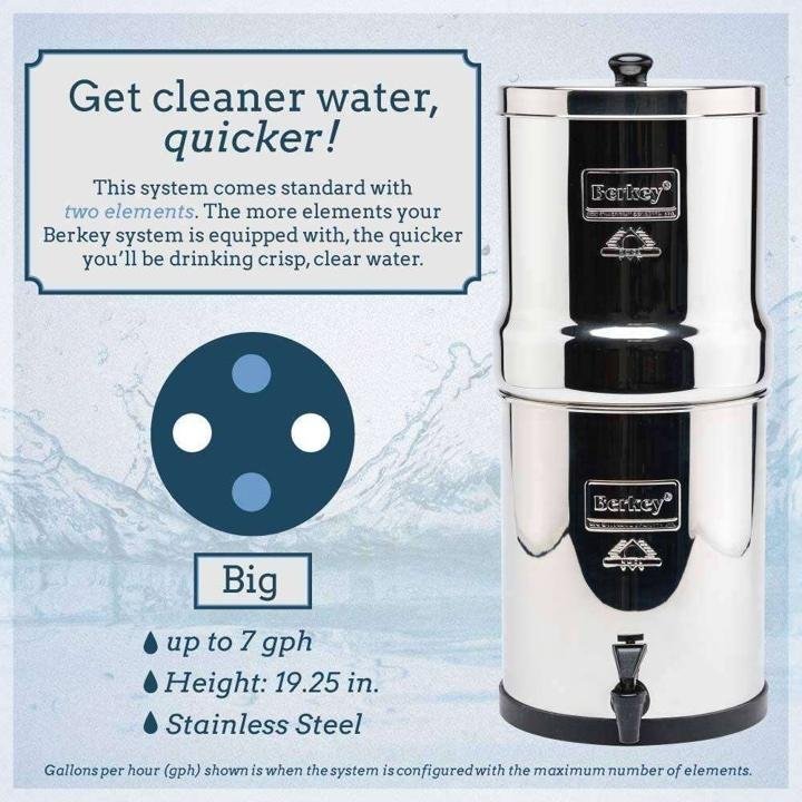 Big Berkey BK4X2 Countertop Water Filter System with 2 Black Berkey Elements and 2 Fluoride Filters - Image 4