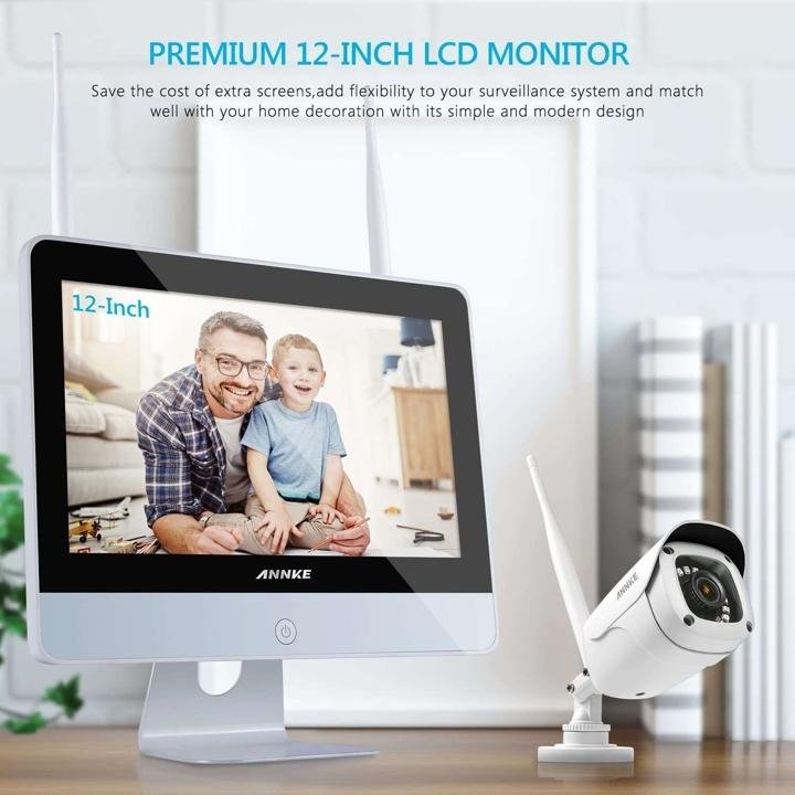 1080P Wireless System, 4CH FHD Wi-Fi NVR Video Surveillance System with 12”LCD Monitor, Automatic Screen Saver, 4X 1080P Outdoor IP Camera with IR Night Vision, 1TB Hard Drive Included - Image 3
