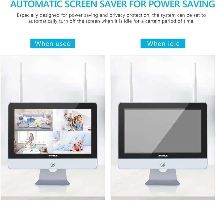 1080P Wireless System, 4CH FHD Wi-Fi NVR Video Surveillance System with 12”LCD Monitor, Automatic Screen Saver, 4X 1080P Outdoor IP Camera with IR Night Vision, 1TB Hard Drive Included - Image 6