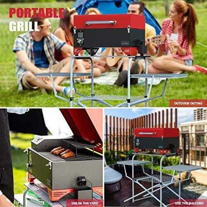 ASMOKE Portable Wood Pellet Grill and Smoker with Auto Temper Control, 8 in 1 BBQ Grill Set AS300, 256 Sq. in. Cooking Area – Includes Waterproof Grill Cover and Meat Probe, Apple Red - Image 5