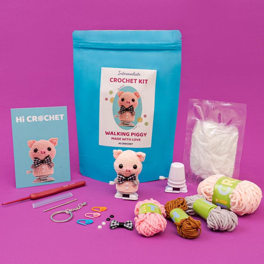 Cute Walking Piggy Crochet Kit - Image 2