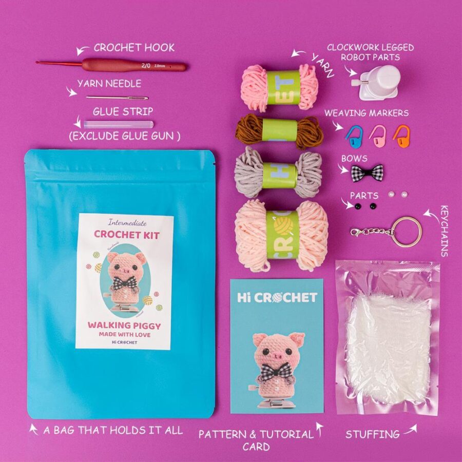 Cute Walking Piggy Crochet Kit - Image 6