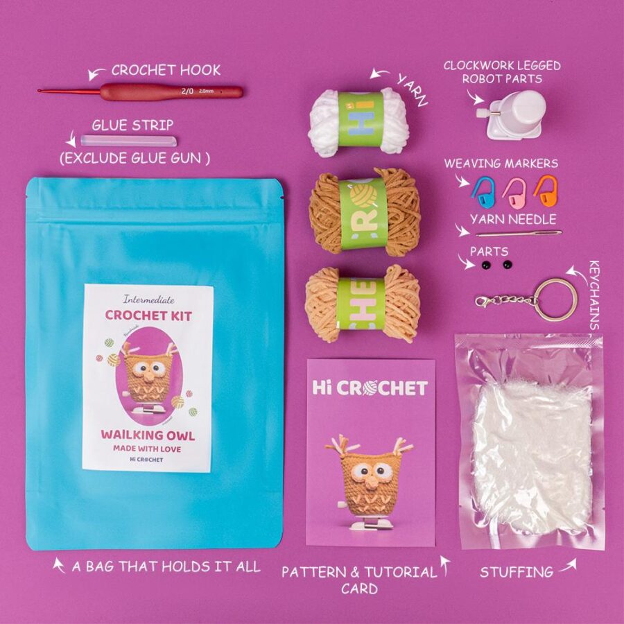 Cute Animal Walking Owl Crochet Kit - Image 6