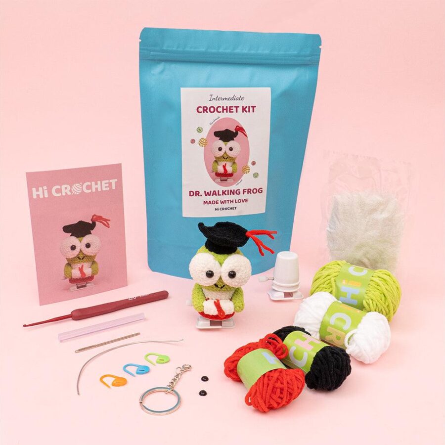 Cute Animal Gruduation Dr. Walking Frog Crochet Kit - Image 2
